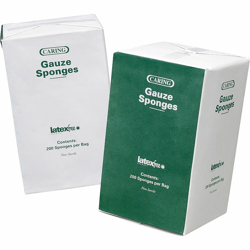 Medline Caring Non-sterile Gauze Sponges 12 Ply - 4" Width x 4" Length - White - 200 / Box (PRM21412C)