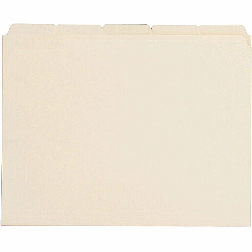 Business Source 1/5 Tab Cut Letter Recycled Top Tab File Folder 8 1/2" x 11" - 3/4" Expansion - Top Tab Location - Assorted Tab Position - 11 pt. - Manila - Manila - 10% Recycled - 100 / Box (BSN43567)