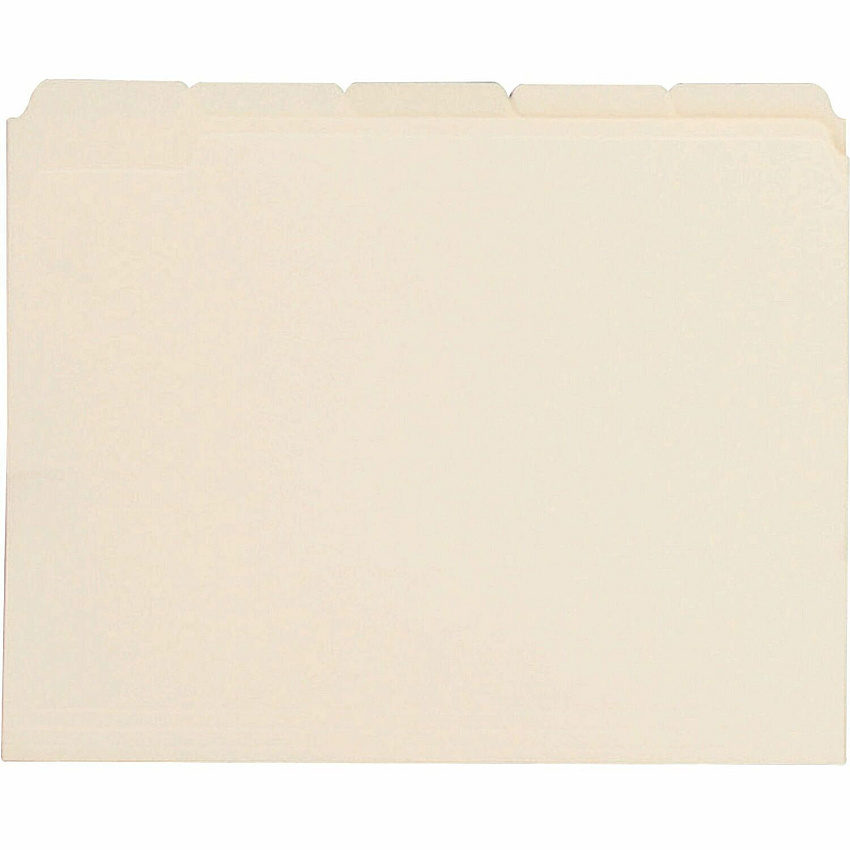 Business Source 1/5 Tab Cut Letter Recycled Top Tab File Folder 8 1/2" x 11" - 3/4" Expansion - Top Tab Location - Assorted Tab Position - 11 pt. - Manila - Manila - 10% Recycled - 100 / Box (BSN43567)