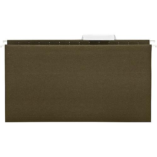 Business Source 1/3 Tab Cut Legal Recycled Hanging Folder 8 1/2" x 14" - 11 pt. - Poly - Green - 100% Recycled - 25 / Box (BSN43569)