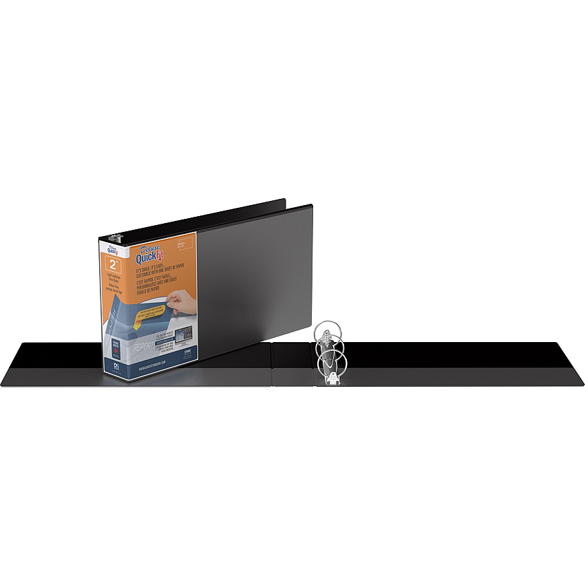 QuickFit Landscape Round Ring View Binder for Spreadsheets 2" Binder Capacity - Legal - 8 1/2" x 14" Sheet Size - Fastener(s): Round Ring - Pocket(s): 2, Internal - Black - Recycled - Heavy Duty - 1 Each (95031L)