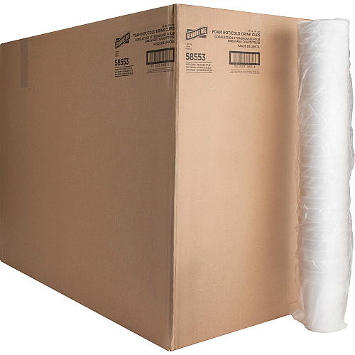 Genuine Joe 14 oz Hot/Cold Foam Cups 14 fl oz - White - Foam - Hot Drink, Cold Drink - 25 Cups/Pack - 40 / Carton (GJO58553)