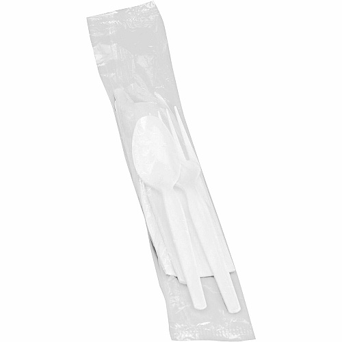 Genuine Joe Fork/Knife/Spoon Utensil Kit White - 250 / Carton (GJO58926)