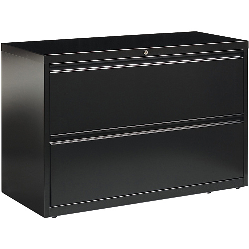 Lorell Fortress Series Lateral File 42" Width x 18.6" Depth x 28.1" Height - 2 x Drawer(s) for File - Letter, Legal, A4 - Lateral - Interlocking, Leveling Glide, Ball-bearing Suspension, Label Holder - Black - Recycled (LLR60554)