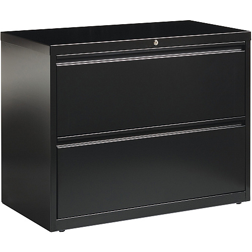 Lorell Fortress Series Lateral File 36" Width x 18.6" Depth x 28.1" Height - 2 x Drawer(s) for File - Letter, Legal, A4 - Lateral - Leveling Glide, Label Holder, Ball-bearing Suspension, Interlocking - Black - Steel - Recycled (LLR60555)
