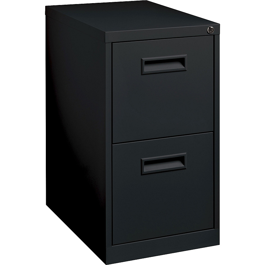 Lorell 22" File/File Mobile File Cabinet with Recessed Pull 15" Width x 22.9" Depth x 28" Height - 2 x Drawer(s) for File - Letter - Security Lock, Ball-bearing Suspension - Black - Powder Coated - Steel - Recycled (LLR67733)