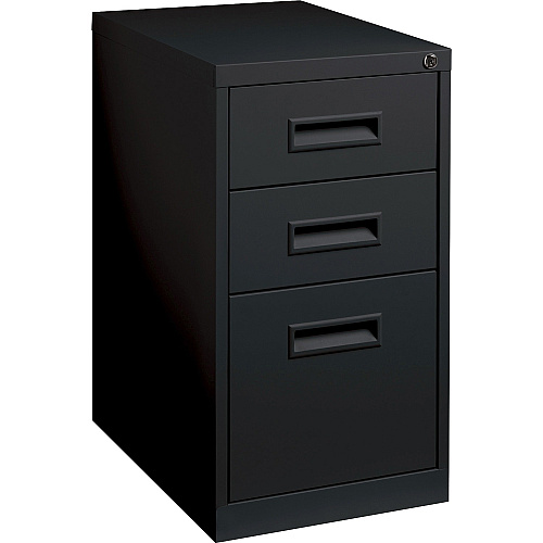 Lorell 22" Box/Box/File Mobile File Cabinet with Recessed Pull 15" Width x 22" Depth x 27.8" Height - 3 x Drawer(s) for Box, File - Letter - Security Lock, Ball-bearing Suspension - Black - Powder Coated - Steel - Recycled (LLR67737)