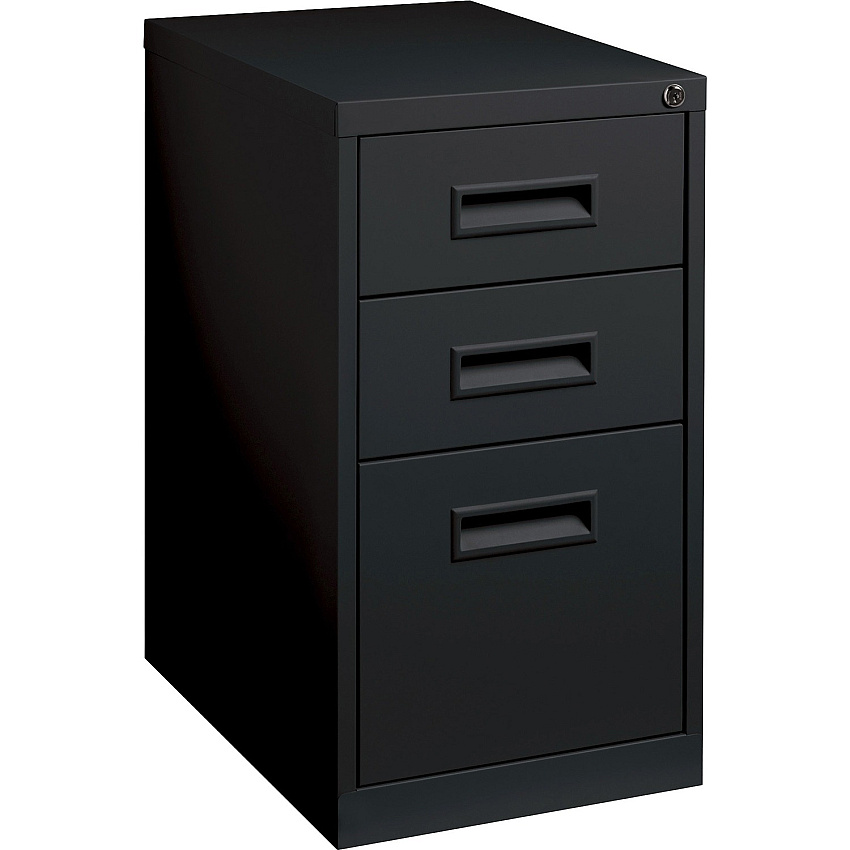 Lorell 22" Box/Box/File Mobile File Cabinet with Recessed Pull 15" Width x 22" Depth x 27.8" Height - 3 x Drawer(s) for Box, File - Letter - Security Lock, Ball-bearing Suspension - Black - Powder Coated - Steel - Recycled (LLR67737)