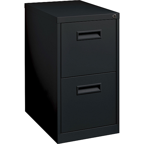 Lorell 19" File/File Mobile File Cabinet with Recessed Pull 15" Width x 19" Depth x 28" Height - 2 x Drawer(s) for File - Letter - Locking Casters, Security Lock, Ball-bearing Suspension - Black - Powder Coated - Steel - Recycled (LLR67741)