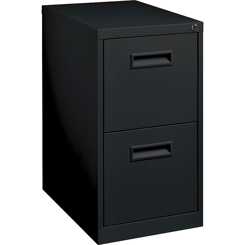 Lorell 19" File/File Mobile File Cabinet with Recessed Pull 15" Width x 19" Depth x 28" Height - 2 x Drawer(s) for File - Letter - Locking Casters, Security Lock, Ball-bearing Suspension - Black - Powder Coated - Steel - Recycled (LLR67741)