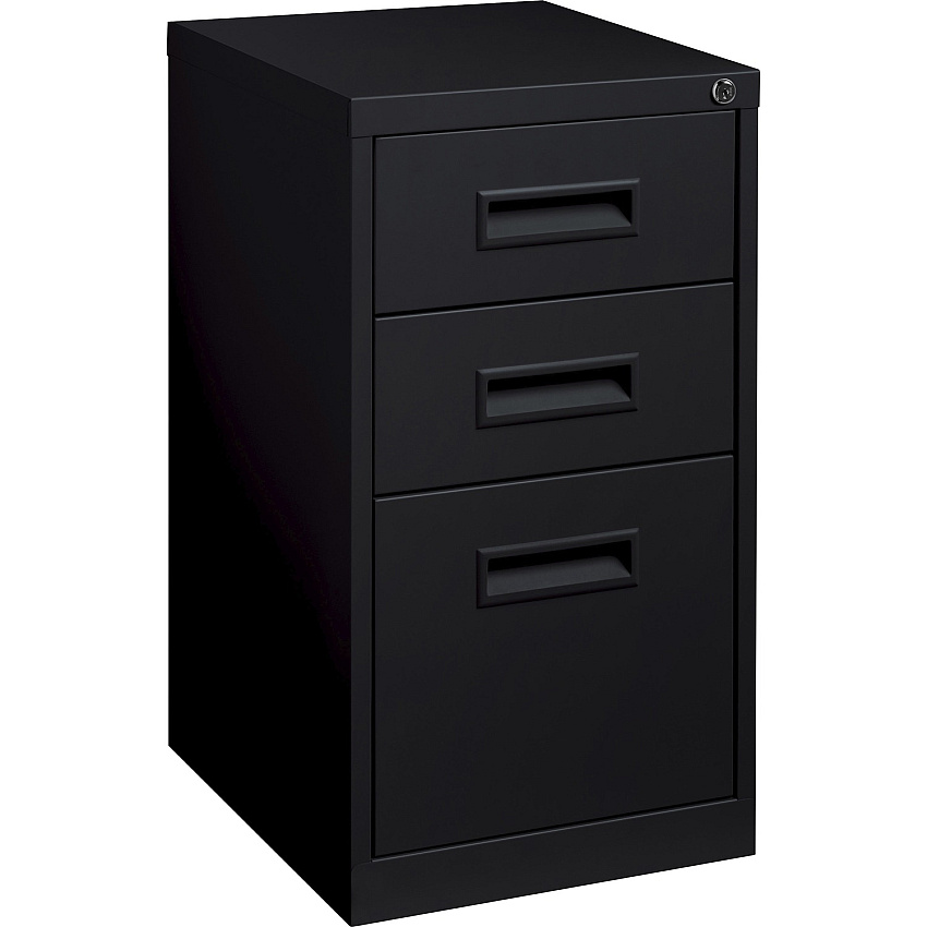Lorell 19" Box/Box/File Mobile File Cabinet with Recessed Pull 15" Width x 19" Depth x 28" Height - 3 x Drawer(s) for Box, File - Letter - Ball-bearing Suspension - Black - Steel - Recycled (LLR67745)