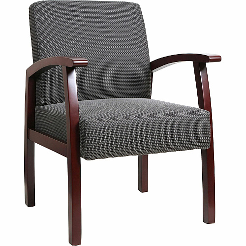 Lorell Thickly Padded Guest Chair Mahogany Frame Color - Four-legged Base - Charcoal - 1 Each (LLR68551)