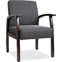 Lorell Thickly Padded Guest Chair Espresso Frame Color - Four-legged Base - Charcoal - 1 Each (LLR68555)