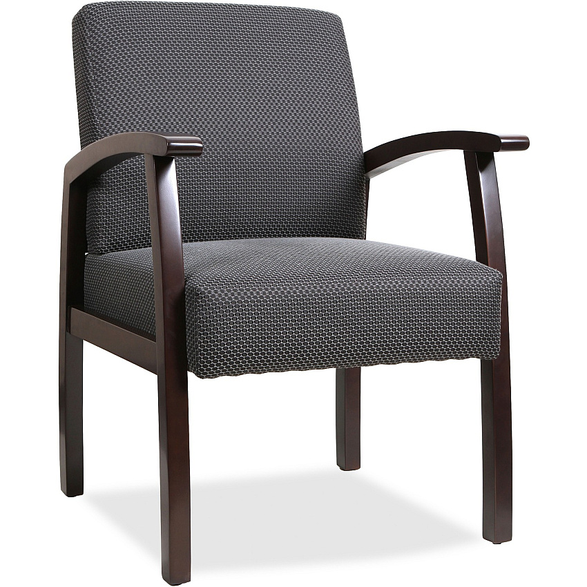 Lorell Thickly Padded Guest Chair Espresso Frame Color - Four-legged Base - Charcoal - 1 Each (LLR68555)