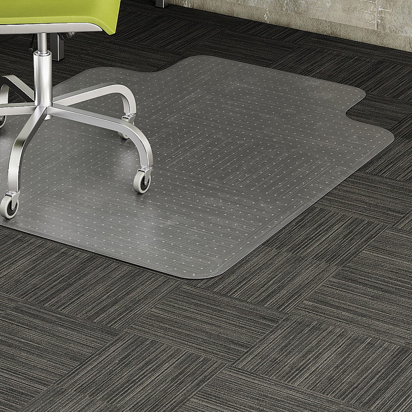 Lorell Wide Lip Low-pile Chairmat Carpeted Floor - 53" Length x 45" Width x 0.122" Thickness - Lip Size 12" Length x 25" Width - Vinyl - Clear - 1 Each (LLR69158)