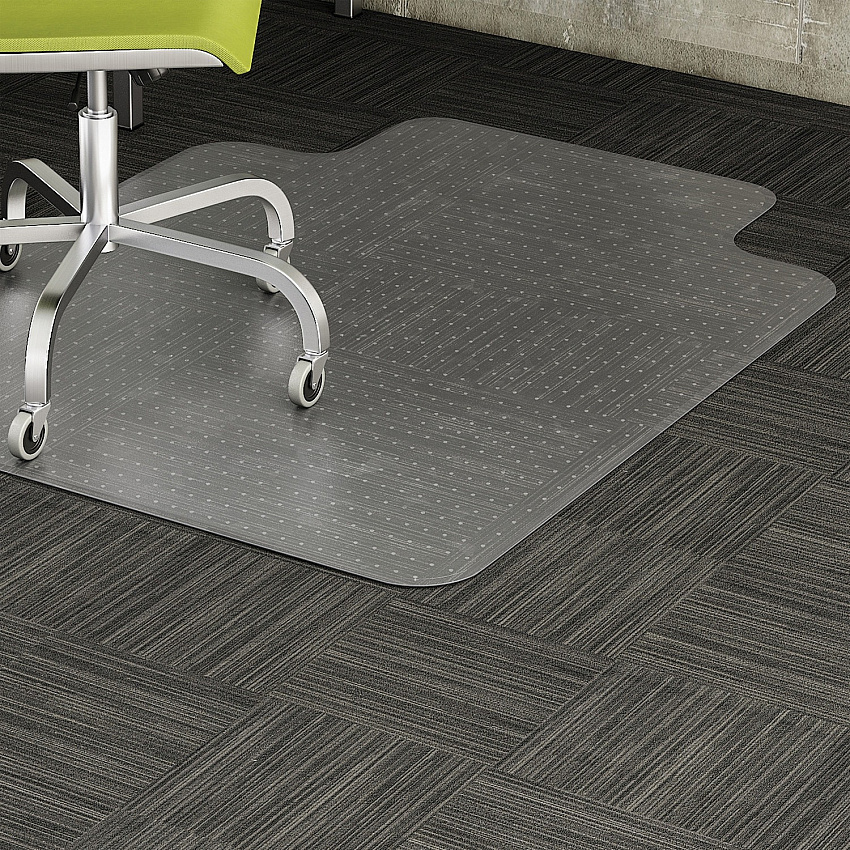 Lorell Wide Lip Low-pile Chairmat Carpeted Floor - 60" Length x 45" Width x 0.122" Thickness - Lip Size 12" Length x 25" Width - Vinyl - Clear - 1 Each (LLR69159)