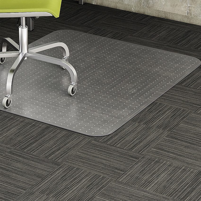 Lorell Low-Pile Chairmat Carpeted Floor - 60" Length x 46" Width x 0.122" Thickness - Rectangular - Vinyl - Clear - 1 Each (LLR69160)