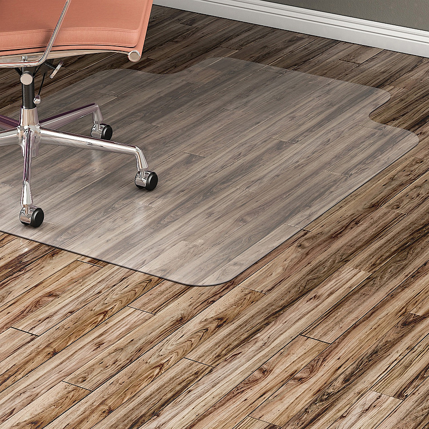 Lorell Wide Lip Chairmat Hard Floor, Wood Floor, Vinyl Floor, Tile Floor - 53" Length x 45" Width x 0.095" Thickness - Lip Size 12" Length x 25" Width - Vinyl - Clear - 1 Each (LLR69167)