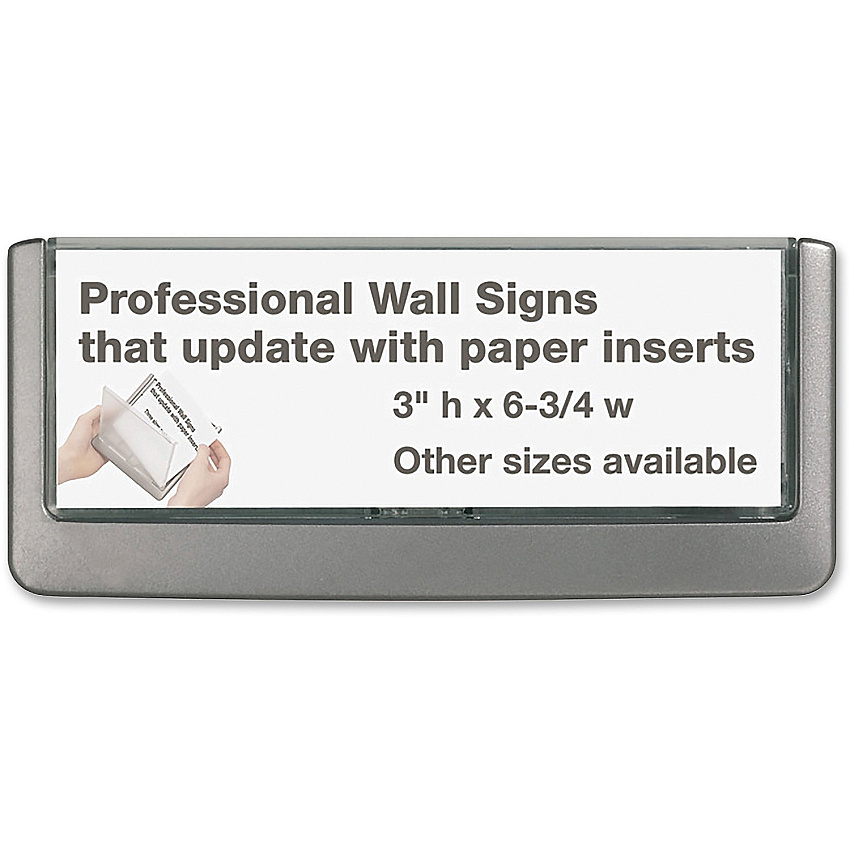 DURABLE&reg; CLICK SIGN with Cubicle Panel Pins 6.8" Width x 3" Height x 0.6" Depth - Rectangular Shape - Wall Mountable, Door-mountable - Indoor - Plastic - Graphite - 1 Each (497637)