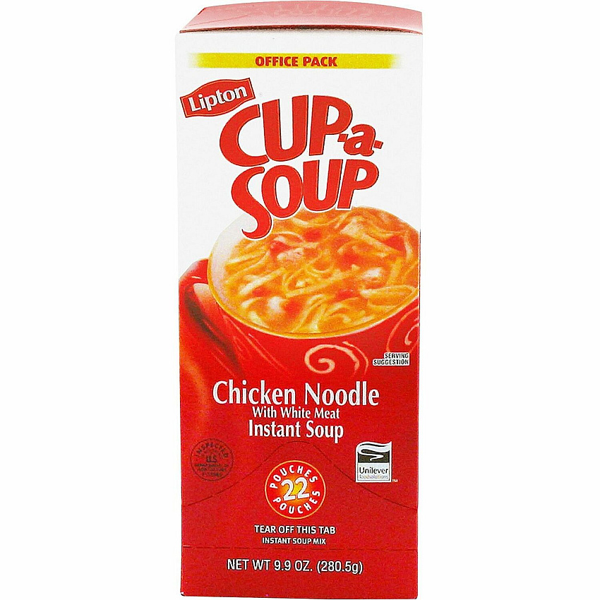 Lipton&reg; Cup-a-Soup Chicken Noodle Instant Soup Low Calorie - 1 Serving Cup - 0.45 oz Cup - 22 / Box (TJL03487)