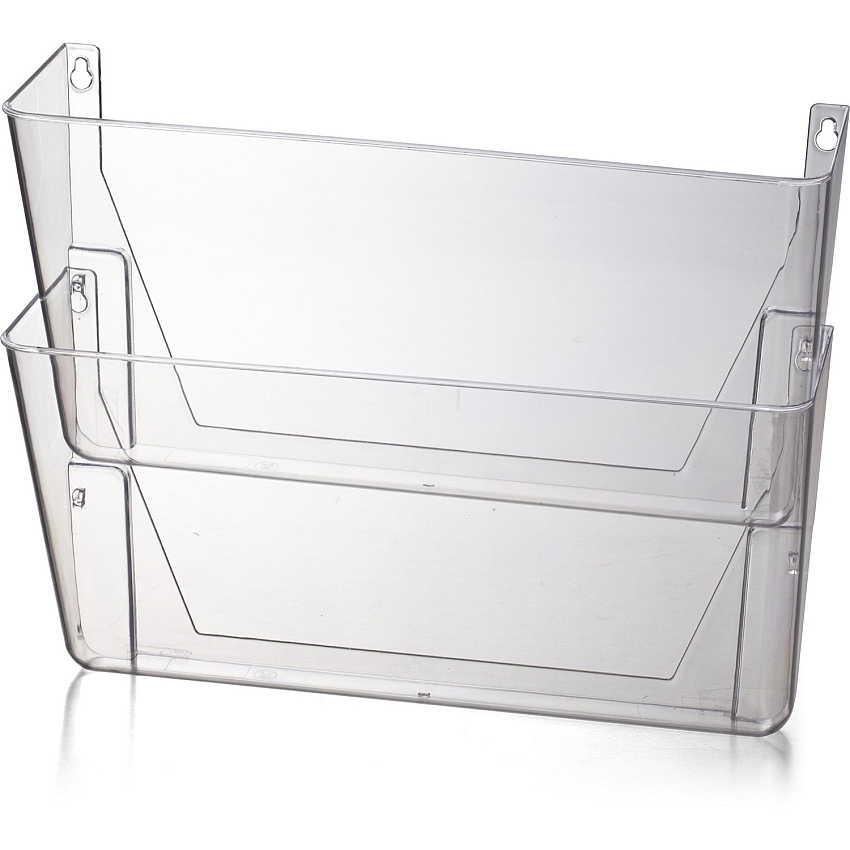 Officemate Mountable Wall File, Clear, 2PK 10.62" Height x 13" Width x 4.12" Depth - Clear - Plastic - 2 / Box (21404)