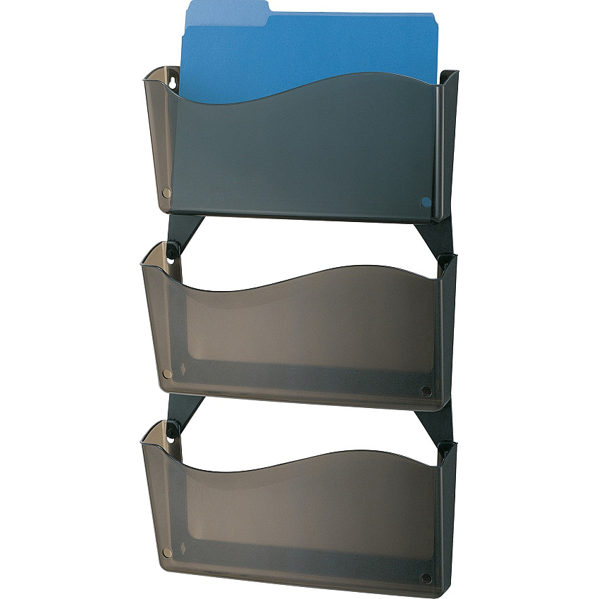 Officemate Unbreakable Wall Files 26.50" Height x 13.25" Width x 3" Depth - Unbreakable - Smoke - Plastic - 3 / Box (21611)