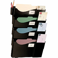 Officemate Grande Central Wall Filing System 4 Pocket(s) - 23.50" Height x 16.62" Width x 4.75" Depth - Black - 1 Pack (21724)