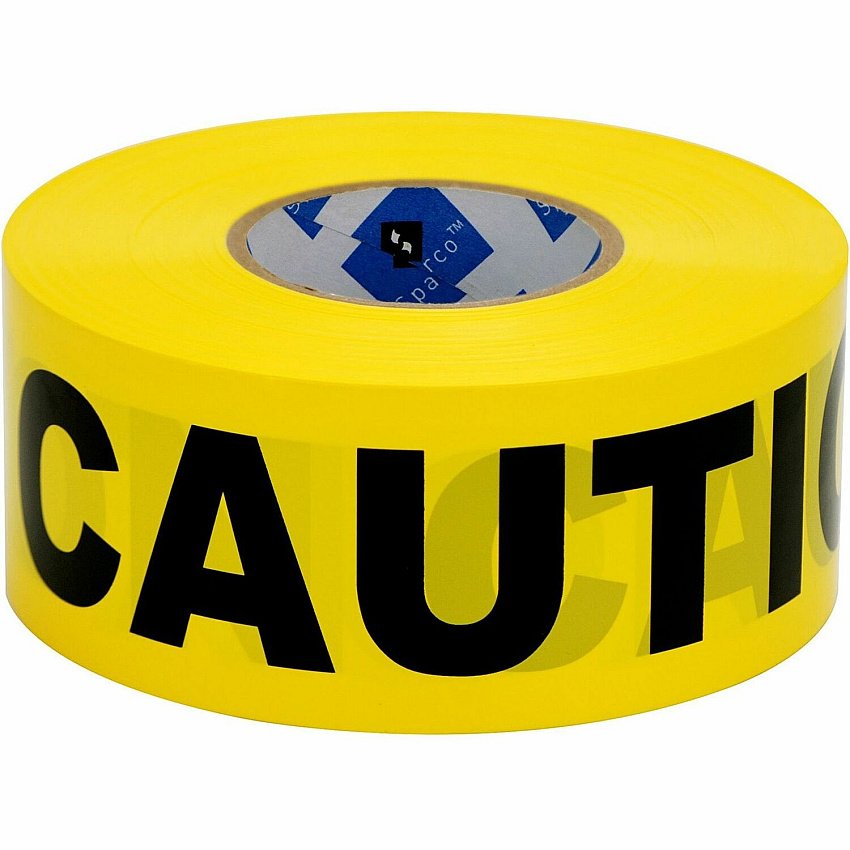 Sparco Caution Barricade Tape 1000 ft Yellow Attachment - Black - 1 Roll (11795)