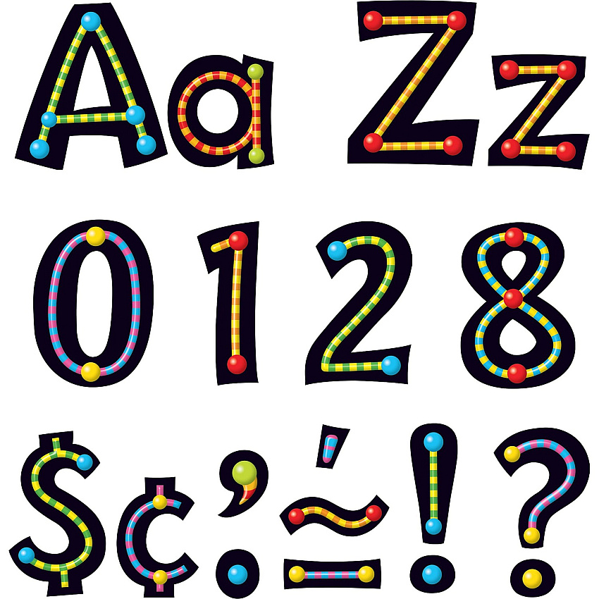 Trend 4" Ready Letter Alphabeads 59 x Uppercase Letters, 20 x Numbers, 38 x Punctuation Marks, 83 x Lowercase Letters, 18 x Spanish Accent Mark Shape - Pin-up - 4" Height x 8" Length - Assorted - 216 / Pack (79755)