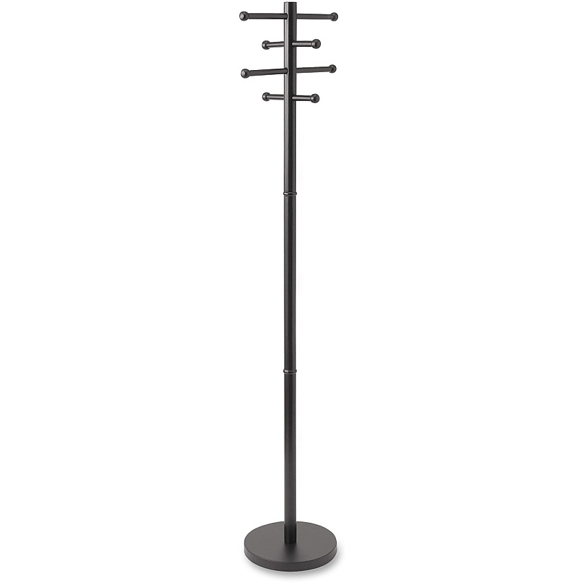 Advantus Wood Coat Tree 8 Pegs - 68" Height - for Garment, Hat - Wood - Black - 1 Each (40807)