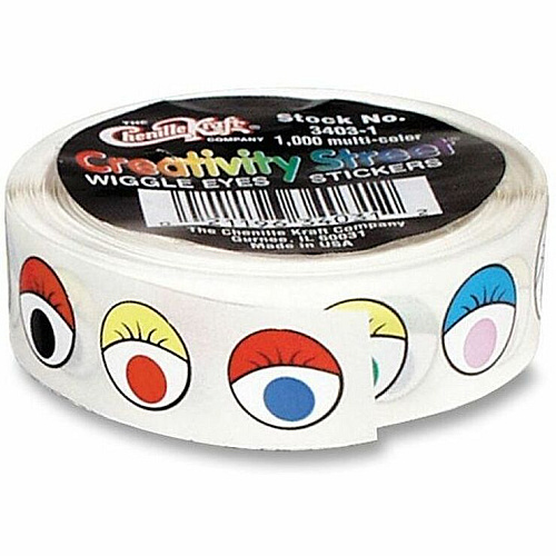 Creativity Street Wiggle Eyes Stickers Self-adhesive - Assorted - 1000 / Roll (340301)