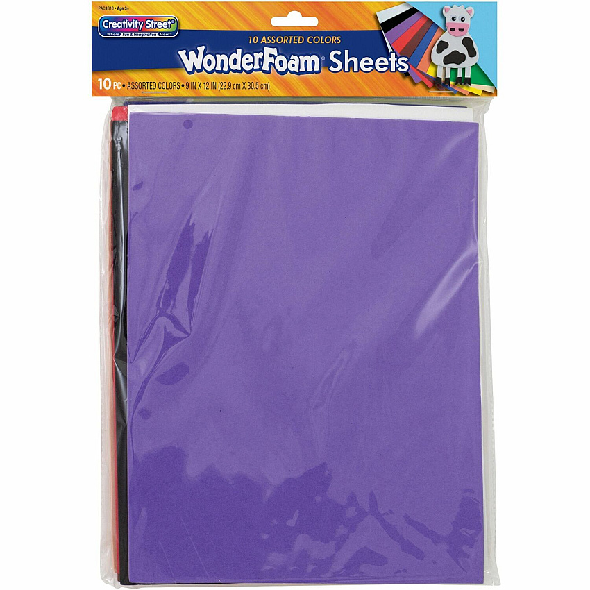 Creativity Street Wonderfoam Sheets Craft - 12" Height x 9" Width - Assorted - Foam - 10 / Pack (4318)