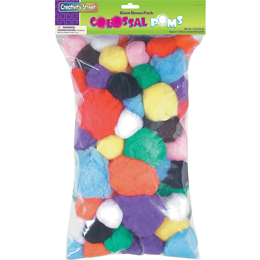Creativity Street Colossal Poms Art, Craft, Classroom Activities - Assorted - Acrylic - 1 Pack (818101)