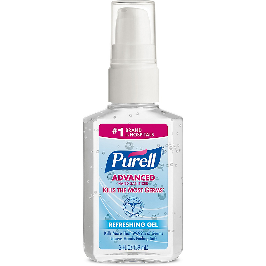 PURELL&reg; Advanced Hand Sanitizer Gel 2 fl oz - Pump Bottle Dispenser - Kill Germs - Hand - Clear - 1 Each (960624)