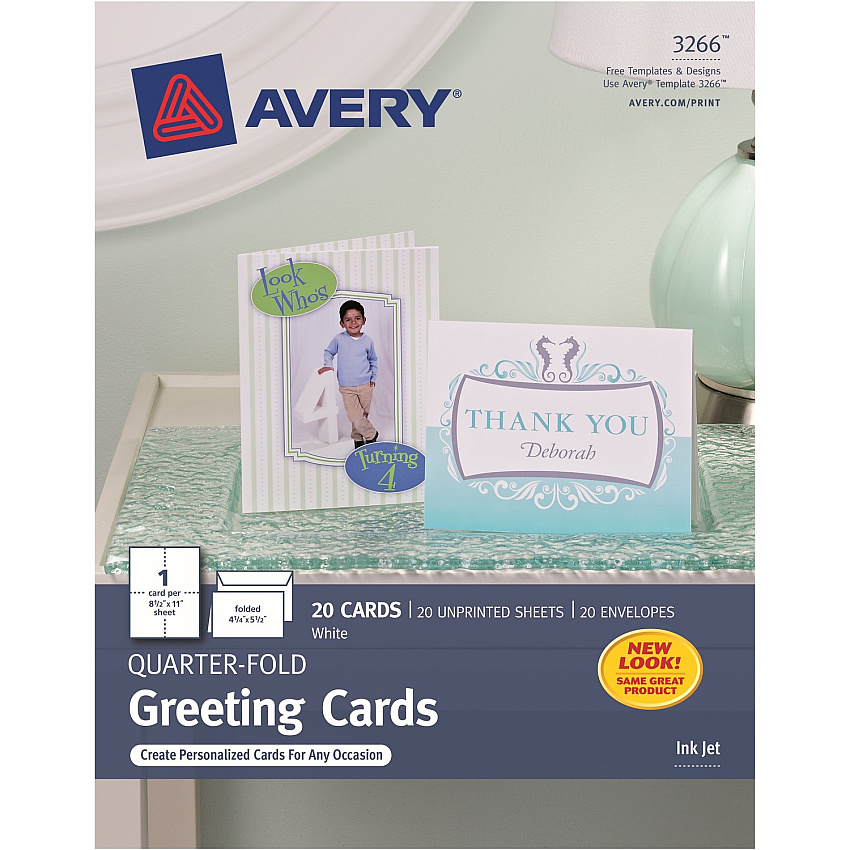 Avery&reg; Greeting Cards 97 Brightness - 4 1/4" x 5 1/2" - Matte - Heavyweight - White - 20 / Pack (03266)