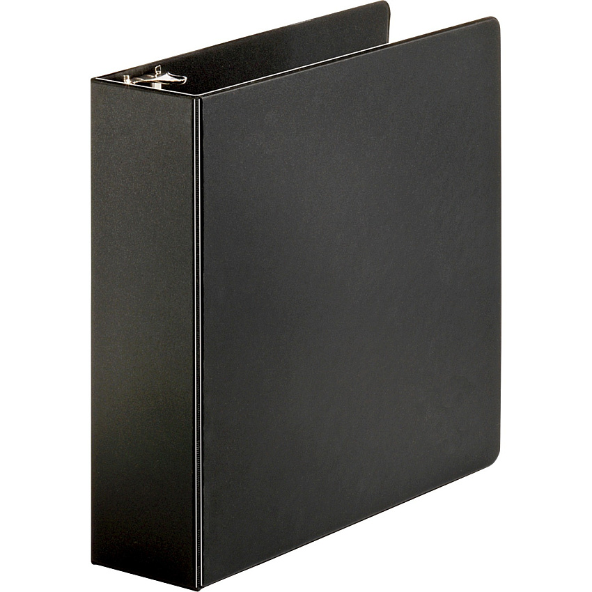 Business Source Basic Round-ring Binder 3" Binder Capacity - Letter - 8 1/2" x 11" Sheet Size - 3 Ring(s) - Fastener(s): Round Ring - Pocket(s): Inside Front & Back - Vinyl - Black - 1.20 lb - Exposed Rivet, Non Locking Mechanism, Sheet Lifter, (BSN09978)