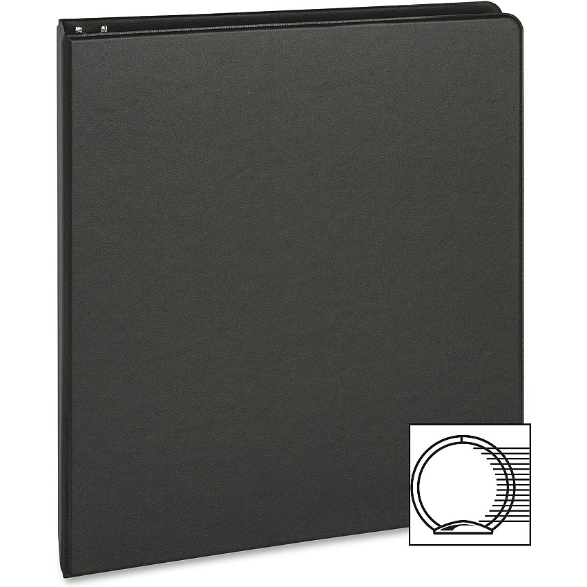 Business Source Basic Round-ring Binder 1" Binder Capacity - Letter - 8 1/2" x 11" Sheet Size - 3 Ring(s) - Fastener(s): Round Ring - Pocket(s): Inside Front & Back - Chipboard, Polypropylene - Black - 9.60 oz - Exposed Rivet, Non Locking Mecha (BSN09976)