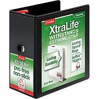 Cardinal Xtralife ClearVue Locking Slant-D Binders 5" Binder Capacity - Letter - 8 1/2" x 11" Sheet Size - 1100 Sheet Capacity - 4 3/8" Spine Width - 3 Ring(s) - Fastener(s): D-Ring - Pocket(s): 2, Inside Front & Back - Polyolefin - Black - 2.25 (26351CB)