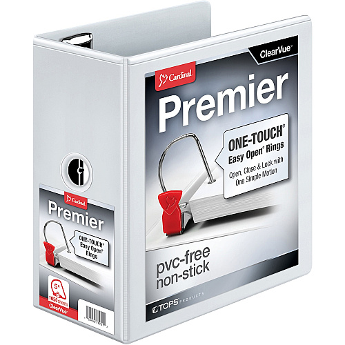 Cardinal EasyOpen Clearvue Slant D-Ring Binders 5" Binder Capacity - Letter - 8 1/2" x 11" Sheet Size - 1050 Sheet Capacity - 5 19/64" Spine Width - 3 Ring(s) - Fastener(s): D-Ring - Pocket(s): 4, Inside Front & Back - Polypropylene, Chipboard - (10350CB)