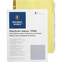 Business Source Insertable 5-Tab Ring Binder Indexes 5 x Divider(s) - 5 Tab(s)/Set - 2" Tab Width - 8.5" Divider Width x 11" Divider Length - Letter - 3 Hole Punched - Buff Divider - Clear Tab(s) - Mylar Reinforcement, Insertable, Reinforced Ed (BSN20066)