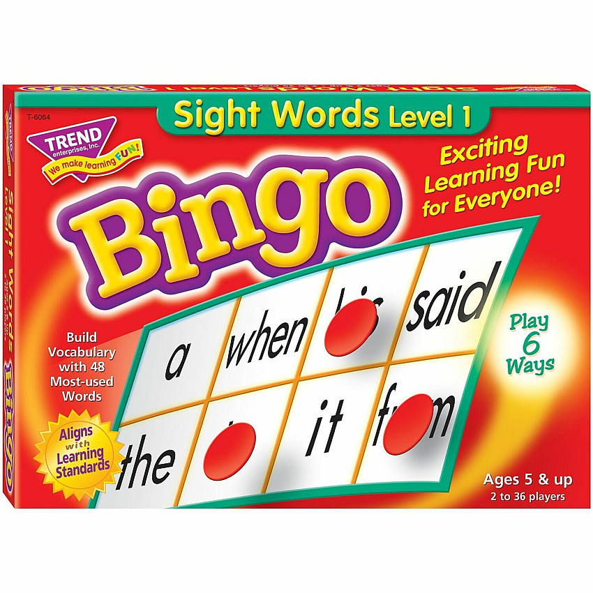 Trend Sight Words Bingo Game Learning Toy - Theme/Subject: Learning - 5-8 Year - Multi (T6064)