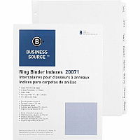 Business Source 3-Ring Plain Tab Indexes 8 Write-on Tab(s) - 8 Tab(s)/Set - 1.25" Tab Width - 8.5" Divider Width x 11" Divider Length - Letter - 3 Hole Punched - White Divider - 100% Recycled - Punched, Mylar Reinforced Edge - 100 / Box (BSN20071)
