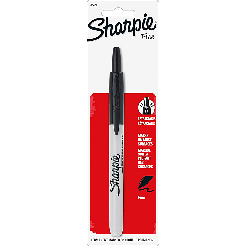 Sharpie Retractable Permanent Marker Fine Marker Point - Retractable - Black Ink - 1 Each (32721PP)