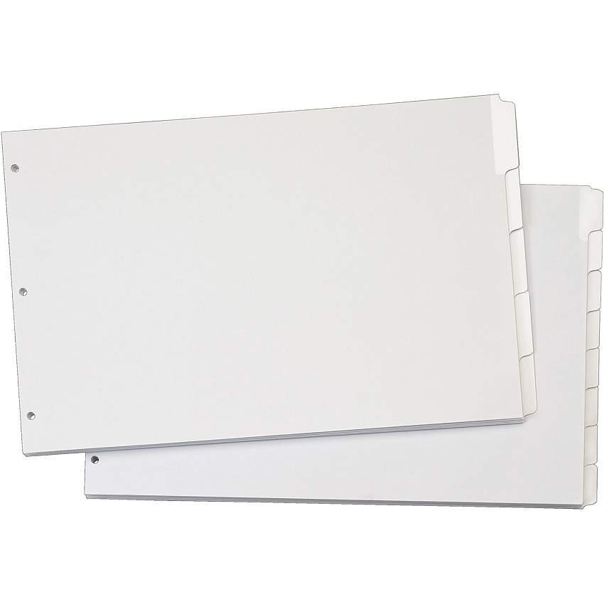 Cardinal Write 'n Erase Special Mylar Tab Dividers 5 x Divider(s) - Write-on Tab(s) - 5 Tab(s)/Set - 17.5" Divider Width x 11.50" Divider Length - Tabloid - 11" Width x 17" Length - White Divider - White Tab(s) - Reinforced Tab, Reinforced Hole, (84270CB)
