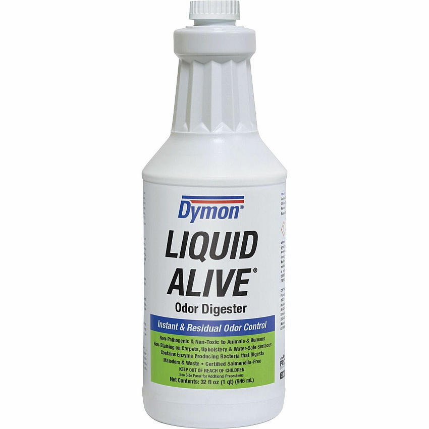 Dymon Liquid Alive Instant Odor Digester For Multipurpose - 32 fl oz (1 quart) - Recommended For: Odor Remover - Non-toxic - White Bottle - 1 Each (33632)