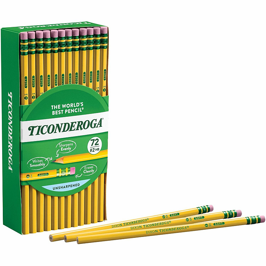 Ticonderoga No. 2 Pencils #2 - Yellow Cedar Barrel - 72 / Box (33904)