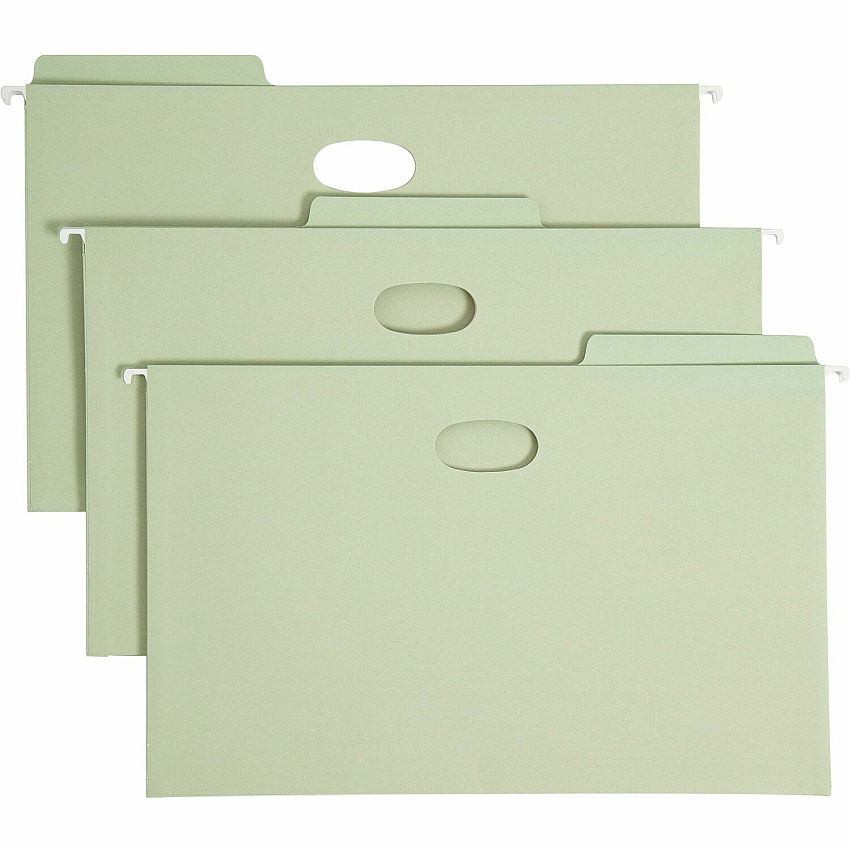Smead FasTab 1/3 Tab Cut Legal Recycled Hanging Folder 8 1/2" x 14" - 5 1/4" Expansion - Top Tab Location - Assorted Tab Position - 11 pt. - Moss - Heavy Duty, Reinforced Tab - 10% Recycled - 9 / Box (64324)