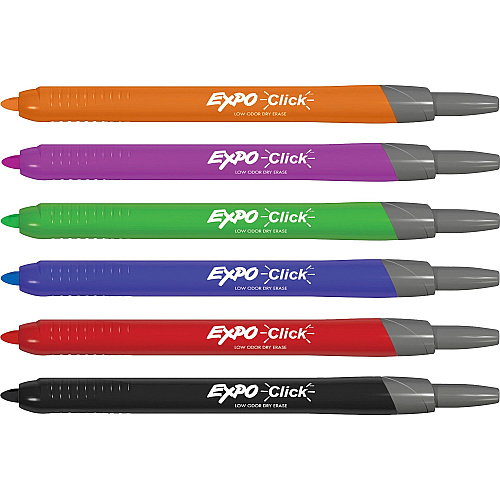 Expo Retractable Dry-erase Markers Fine Marker Point - Retractable - Red, Blue, Purple, Black, Green, Orange - 1 Dozen (1751670)
