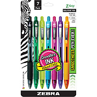 Zebra Z-Grip Retractable Ballpoint Pens 1 mm Medium Pen Point - Retractable - Assorted Ink - Assorted Barrel - 7 / Pack (22276)