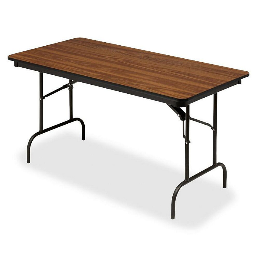 Iceberg Premium Wood Laminate Folding Table Melamine Rectangle Top - Traditional Style - 300 lb Capacity - 72" Table Top Length x 30" Table Top Width x 0.75" Table Top Thickness - 29" Height - Oak - Wood Top Material - 1 Each (55225)